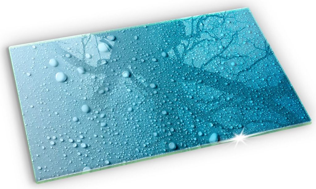 Grabkerze Untersetzer Glastafel Gummifüße Motiv - 52x30 cm - Wassertropfen