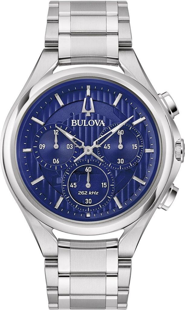 Bulova 96A302 Herrenarmbanduhr Chronograph Curv Stahl/Blau 1