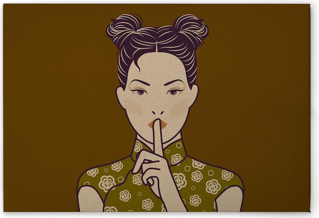 TADESSI Leinwandbild Asiatisch - Wandbild 60 x 40 cm - Kunstdruck auf Leinwand in Grün Violett - M1-No.50982