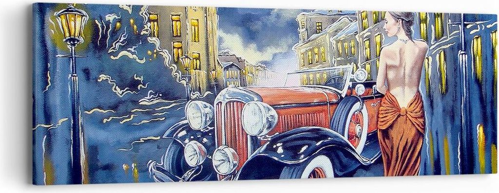 Bild auf Leinwand - Leinwandbild - frau retro stil - 90x30cm - Wand Bild - Wanddeko - Wandbilder - Leinwanddruck - Bilder - Kunstdruck - Wanddekora...