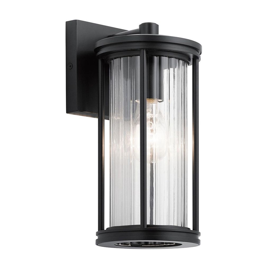 Wandlampe außen Glas Aluminium IP44 H: 29 cm Schwarz Vintage