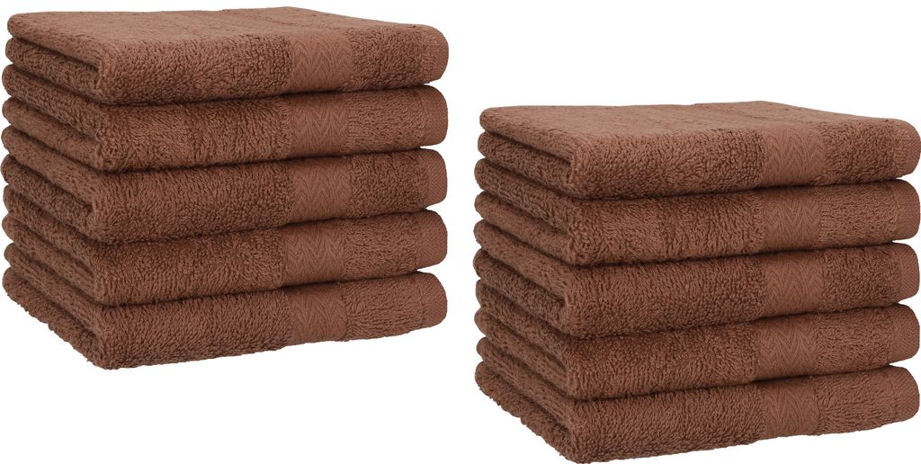 Betz 10 Stück Gästetücher 30x50 cm PREMIUM 100% Baumwolle Set Händehandtücher Farbe: nuss