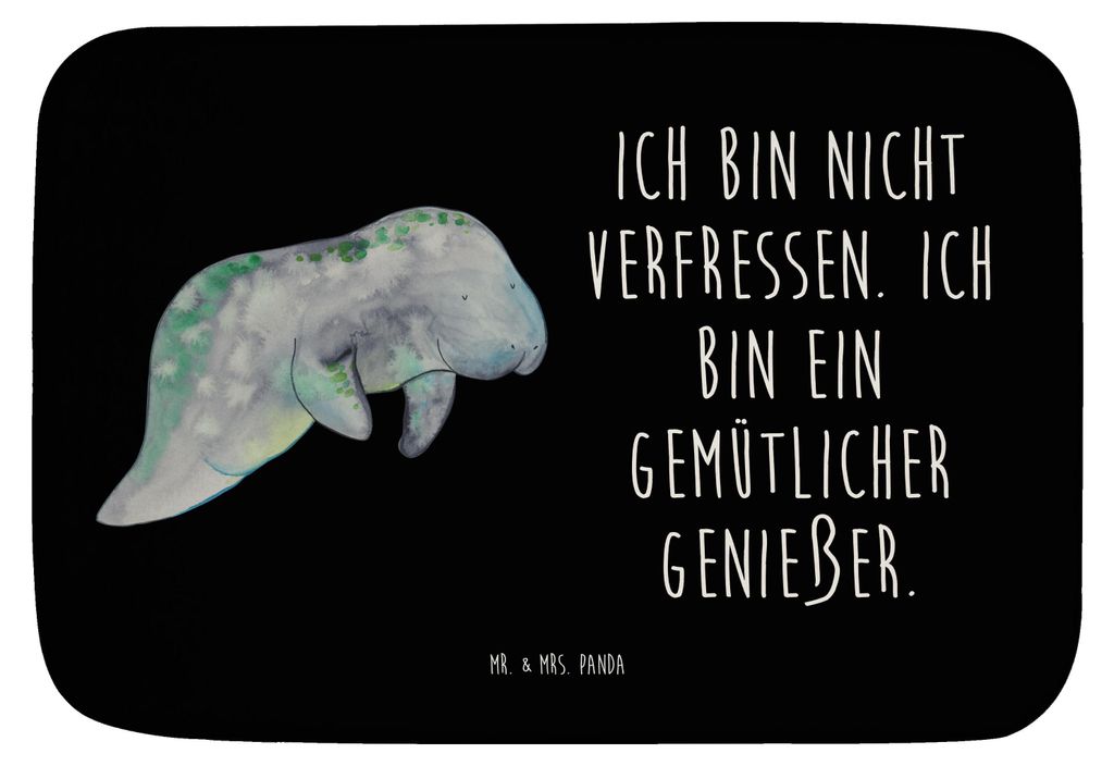 Mr. & Mrs. Panda Badteppich Seekuh Chillen - Schwarz - Geschenk, Essen, Bad Fußmatte, Süßigkeiten, Badematte, Abnehmen, Zucker, Badezimmer Matte...