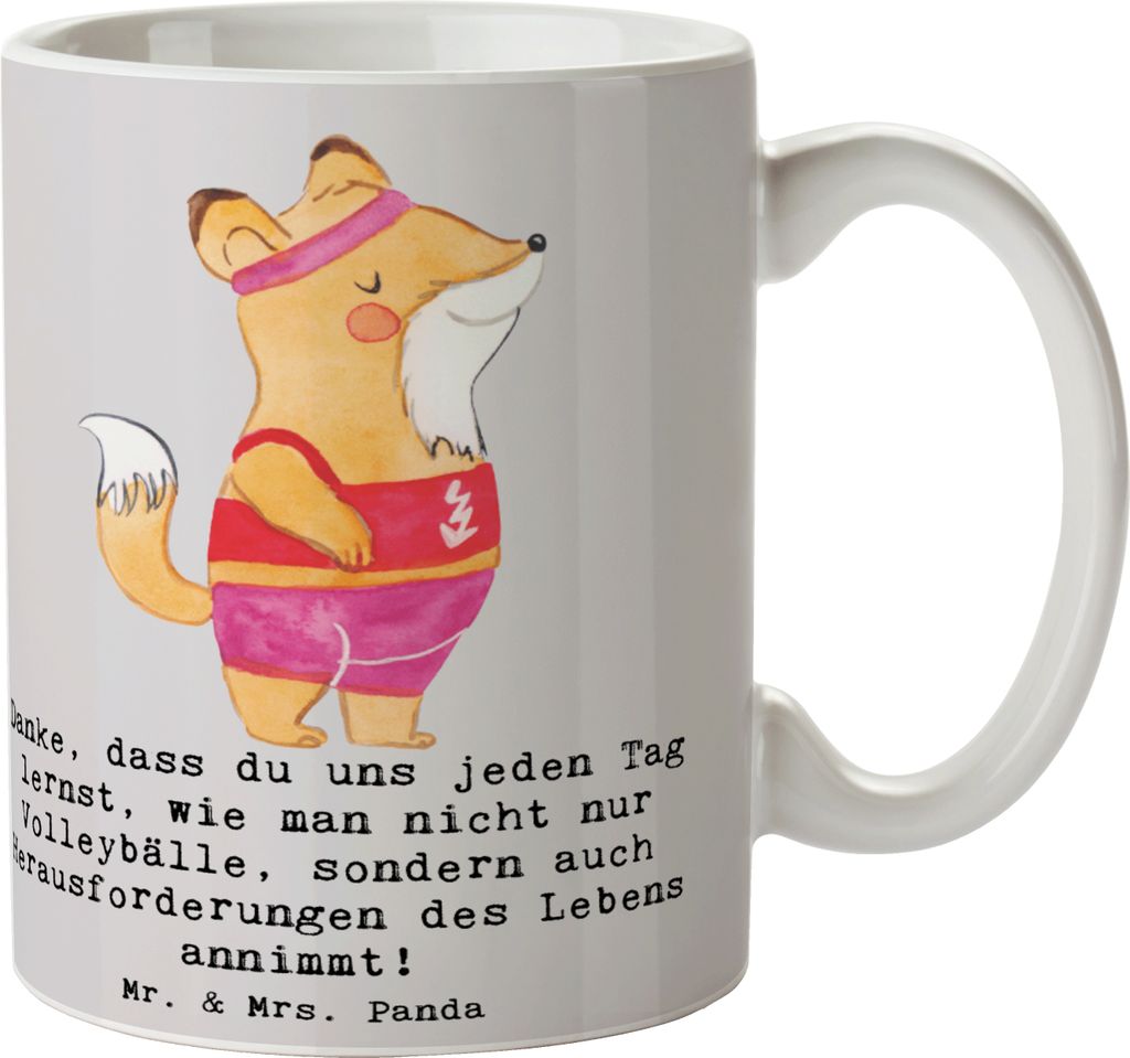 Mr. & Mrs. Panda Tasse Volleyball Trainerin Inspiration - Grau Pastell - Geschenk, Coach, Becher, Mentorin, Kaffeepott, Motivation, Teebecher, Spor...