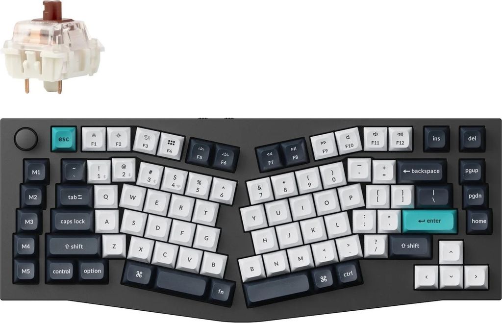 Keychron Q10 Max (Alice Layout) QMK/VIA Kabellose Mechanische Tastatur, QWERTY US, Knob, Carbon Black, Gateron Jupiter Brown Q10M-M3