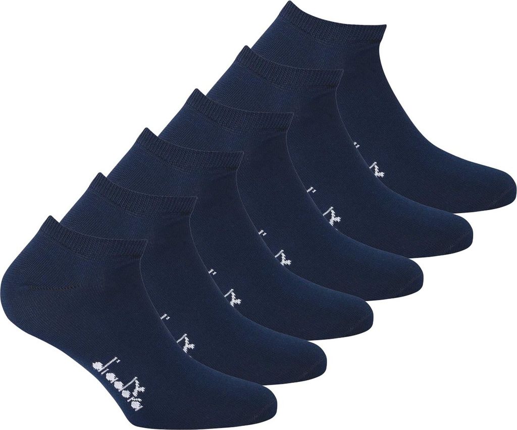 Diadora Uni Sneaker Socken, 6er Pack - Sportsocken, Mercerisierte Baumwolle, Logo, einfarbig Dunkelblau 43-46