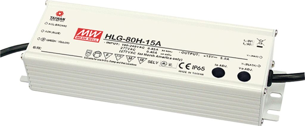 MEANWELL HLG-80H-48A, AC-DC LED-Installationsnetzteil, Metallgehäuse, IP65 82W 48V 1,7A CV+CC
