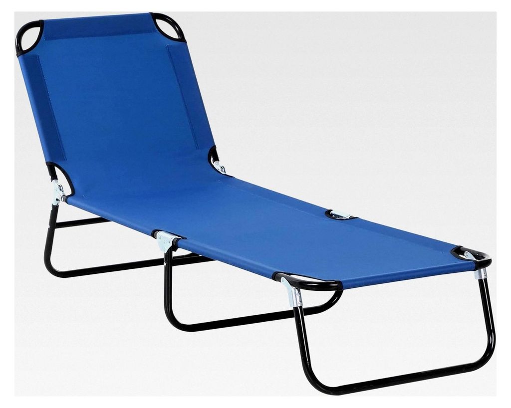 Klappbare Sonnenliege mit 5-fach verstellbarer Rückenlehne, wetterfester Liegestuhl für Camping, Gartenstuhl bis 120 kg belastbar, Blau