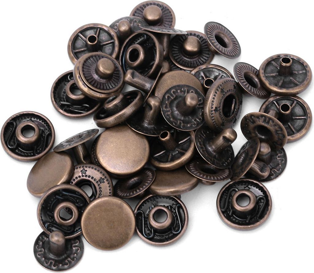 50er-Set Druckknöpfe aus reinem Messing, runde Knöpfe, Stoff- und Gepäckdekorationswerkzeug (12,5 mm Bronze)