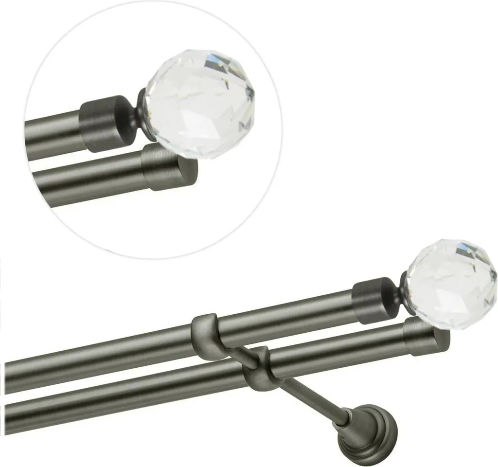 InCasa Bastone per Tende 20 mm Senza Anelli, L. 260 cm in Acciaio Satinato – Completo