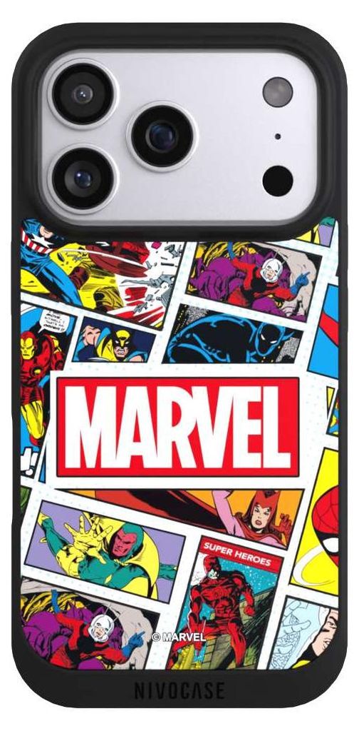 NIVOCASE Handyhülle für Apple iPhone 17 Pro Hülle NIVOpure Case Schwarz Comic Muster Marvel