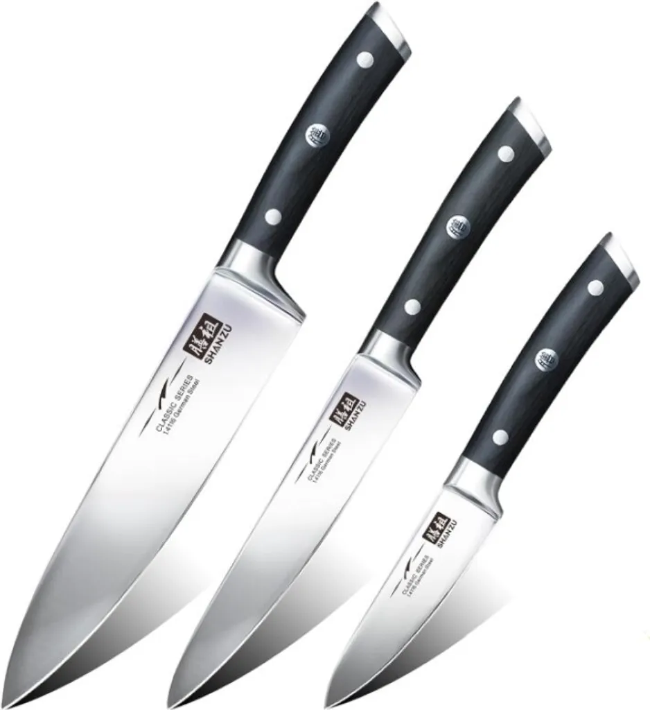 Set Coltelli Cucina Shan Zu 3 Pezzi - Acciaio Tedesco 1.4116 Professionale