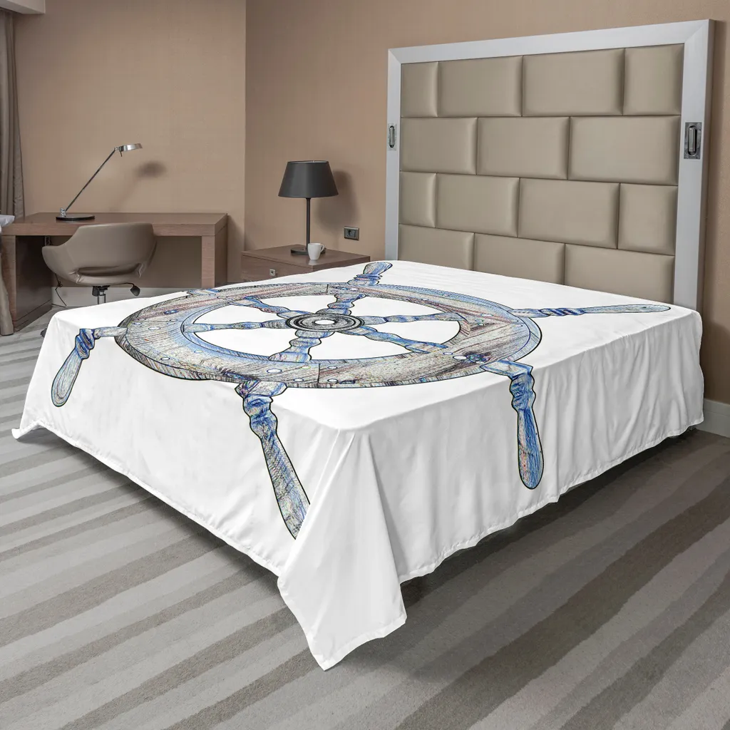 Lenzuolo ABAKUHAUS 260x228 cm | Tema Vela e Mare | Blu e Bianco