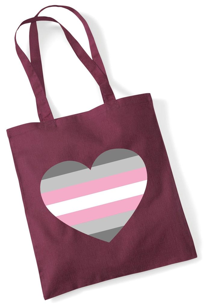 Huuraa Jutebeutel Demigirl Pride Flagge LGBTQ Herz 10 Liter Burgundy Baumwolle Tasche Geschenkidee