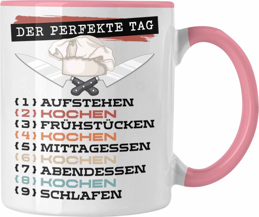 Trendation - Koch Tasse Geschenk Becher Der Perfekte Tag Sterne Koch Geschenkidee Spruch (Rosa)