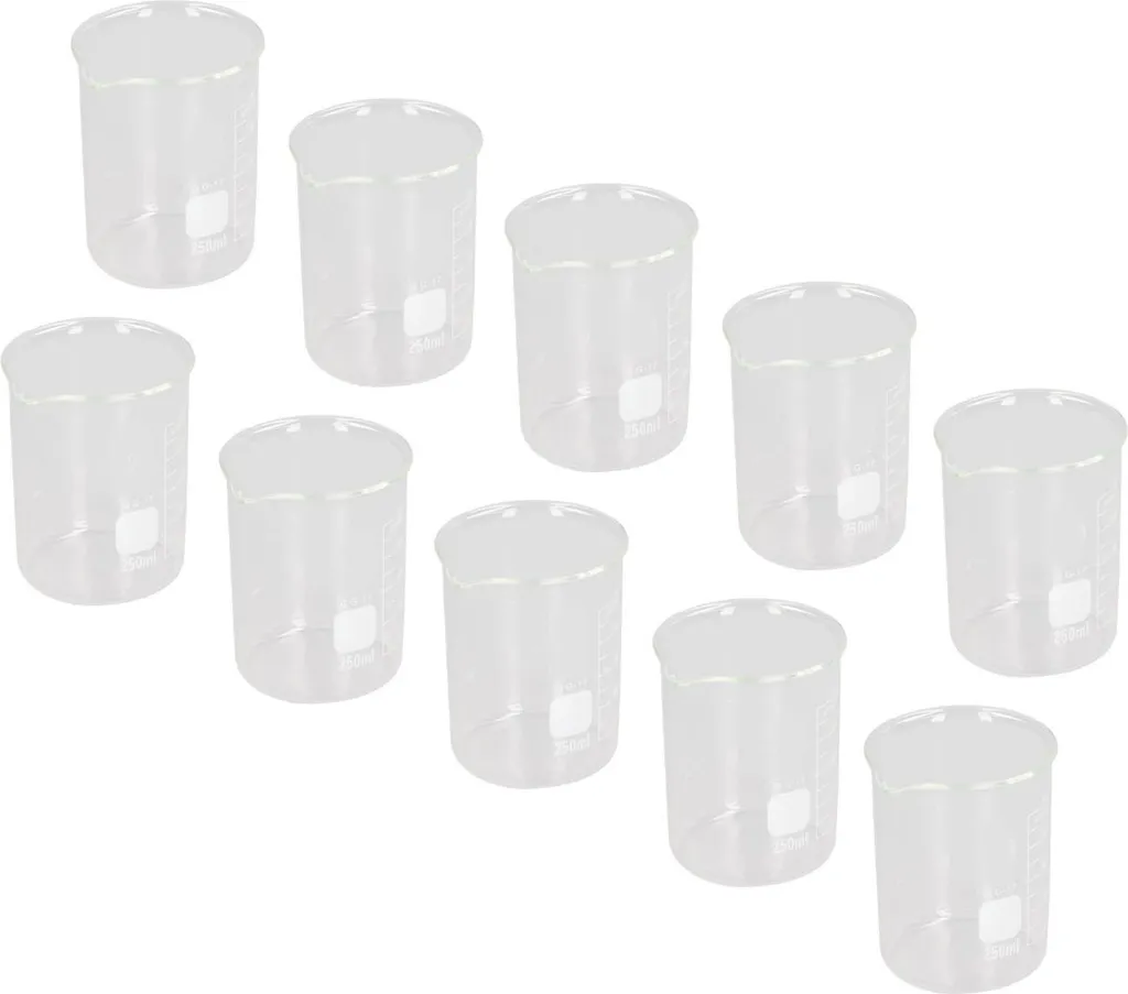 Set de 10 Béchers en Verre pour Laboratoire Scolaire et Expériences