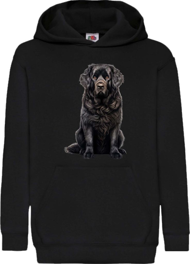 Kinder Kapuzenpullover Dogs Breeds Newfoundland Dog Breed 006, 12-13 Jahr - 152 / Schwarz