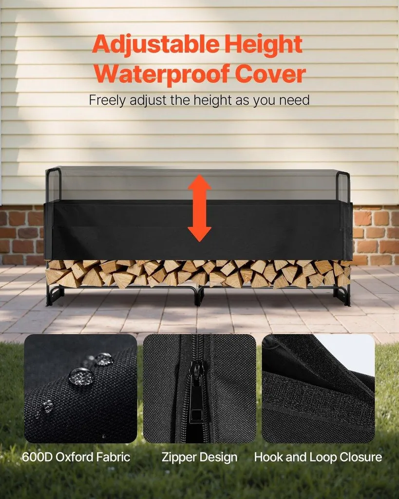 Range-bûches robuste de 260cm avec bâche de protection pour jardin - 4