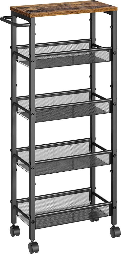 Trolley, 5 Ebenen, schmal, Vintage, braun-schwarz