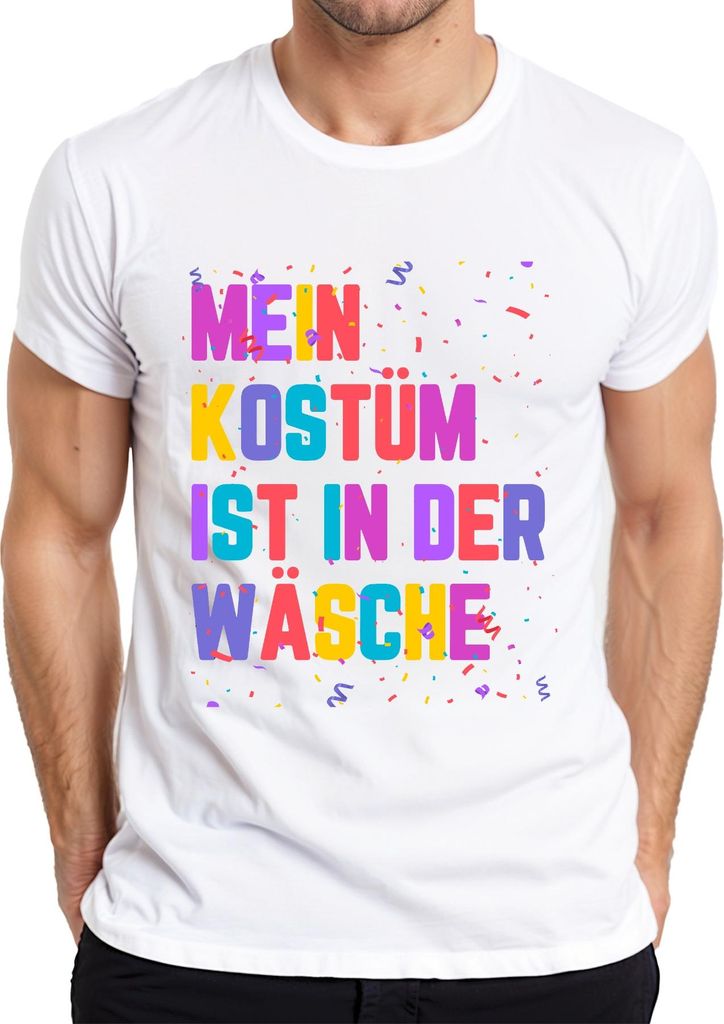 Karneval Fasching Kostüm in der Wäsche Lustig Geschenk Konfetti Herren T-Shirt, Weiß, S