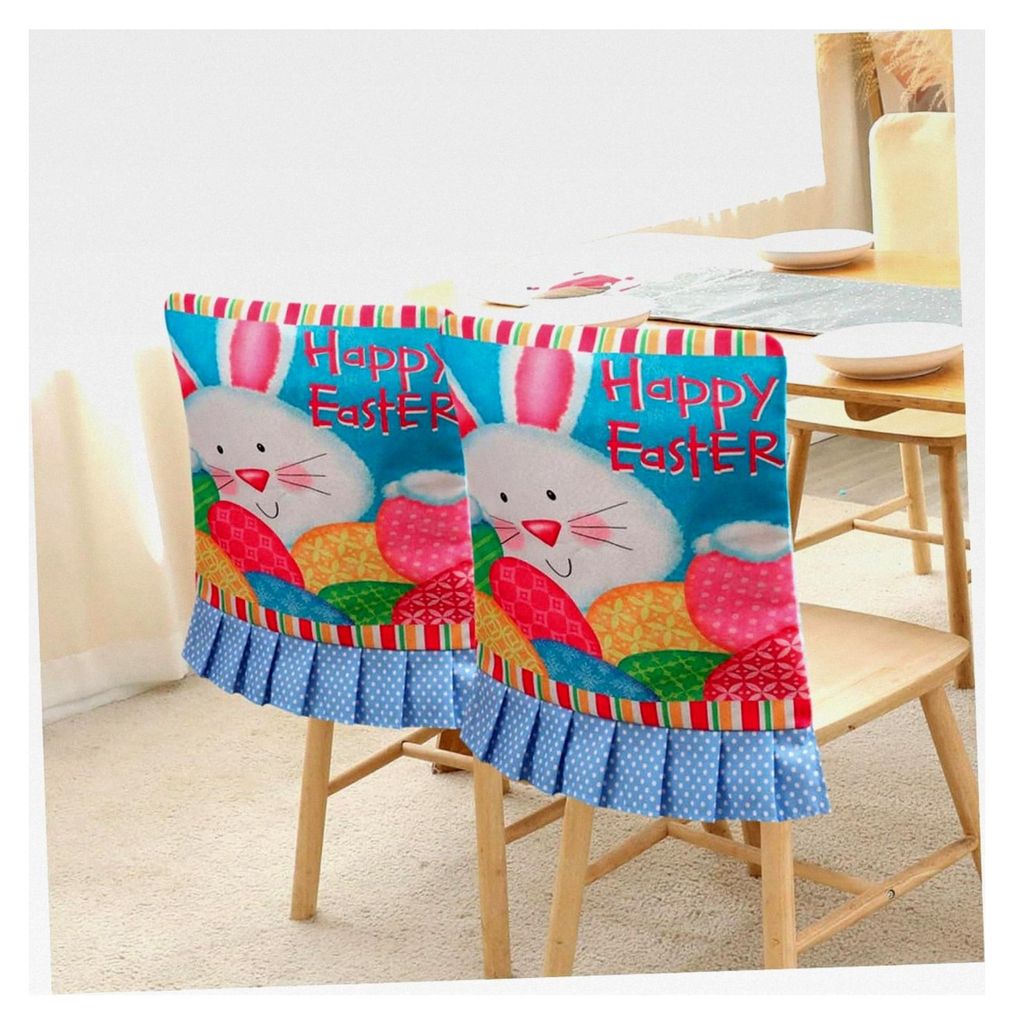2 Stück Stuhlhussen mit Frühlingsmotiv Elastische Stuhlschoner aus Polyester Festliche Esszimmerstuhlbezüge für Frühlingsfeiern und Festdekora...