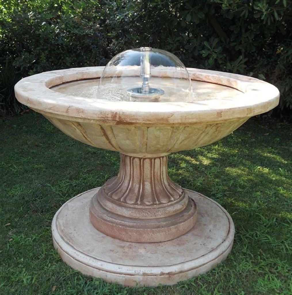 Casa Padrino Barock Springbrunnen Beige Ø 130 x H. 80 cm - Runder Gartenbrunnen - Italy