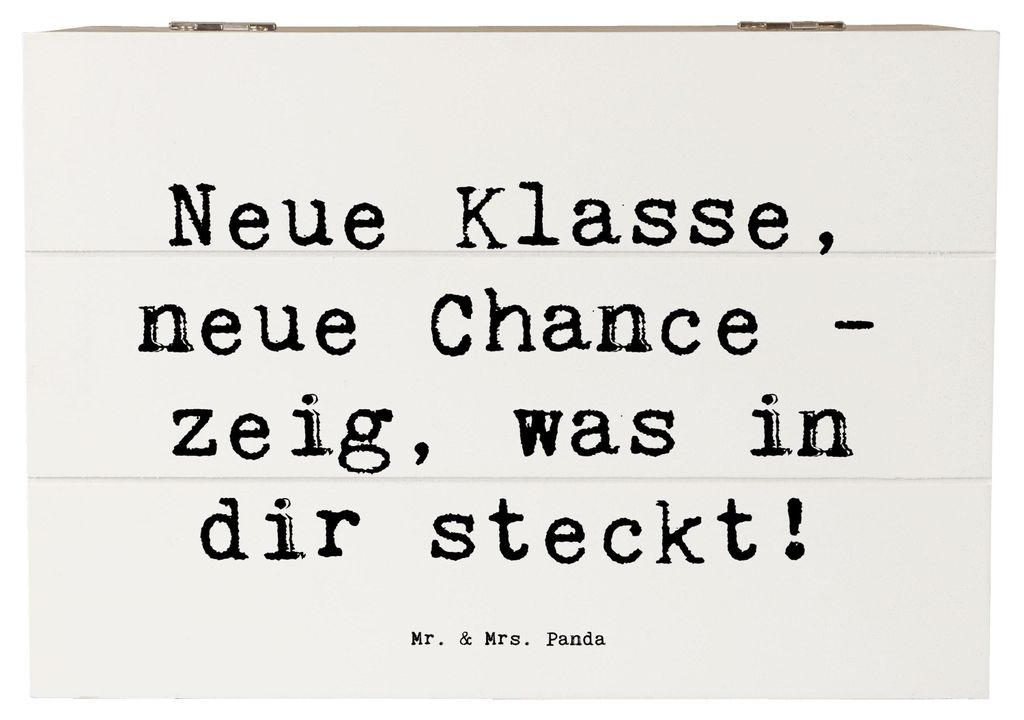 Mr. & Mrs. Panda Kiste Spruch Erster Schultag Neue Klasse 22 x 15 cm - Weiß - Geschenk, unbekannte Gesichter, Inspiration, Zuversicht, fotobox, sc...
