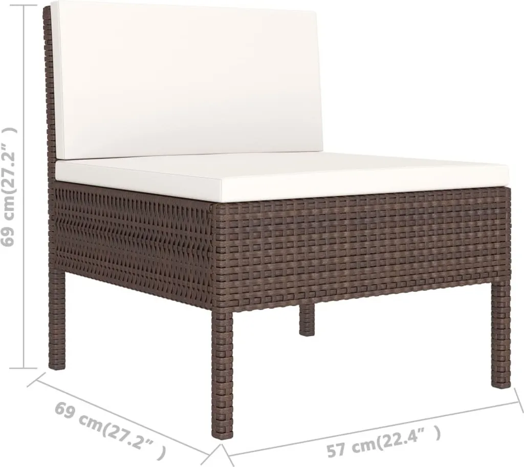 Set Divani Giardino 2 Posti vidaXL Poly Rattan Marrone - 6