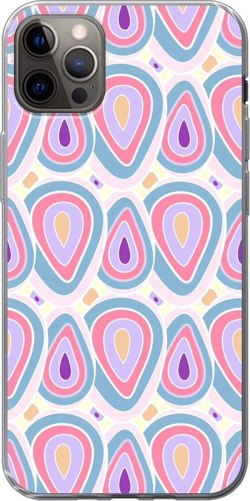 MuchoWow Handyhülle Schutzhülle Hülle für Telefoonhoesje iPhone 13 Pro Max Muster - Achat - Retro - Lila Silikon Softcase Handy Hülle - Mobi...