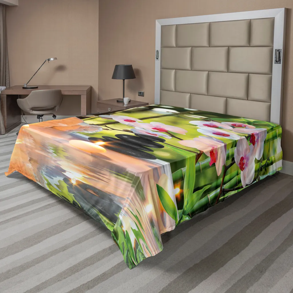 Drap de lit ABAKUHAUS Spa 266x260 cm avec motif pierres chaudes et zen
