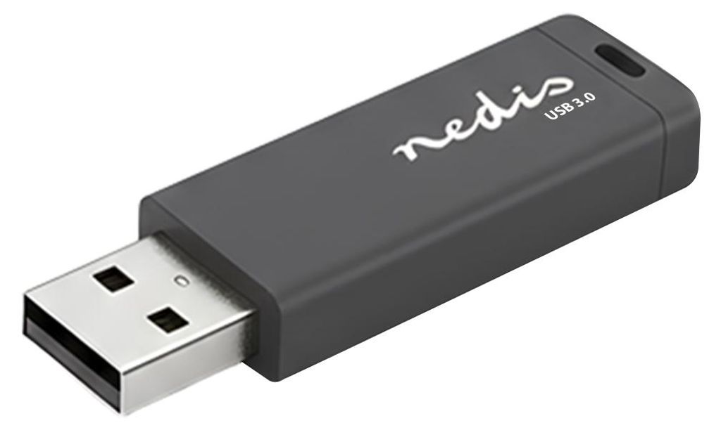 Nedis, USB-Stick 256GB USB 3.0 Typ-A Schnelle Übertragung mit Kappe, Schwarz