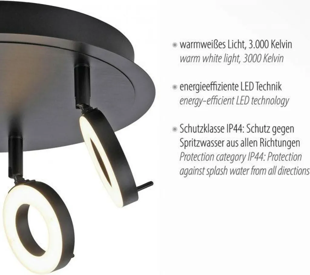Plafonnier LED Anthracite pour Salon et Cuisine 3 Lampes Acier Ø 33 cm - 7