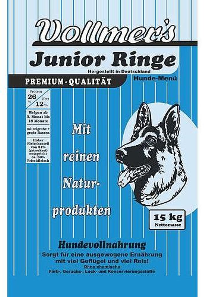 Hundefutter trocken, Vollmers Junior Ringe 15 kg Produktbild 