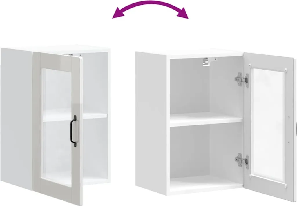 SYFAX™ Pensile da Cucina con Porta in Vetro Porto Bianco Lucido - 9