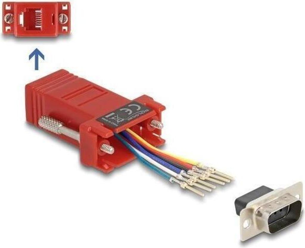 D-Sub 9 Pin Stecker auf RJ12 Buchse Adapter Montagesatz rot