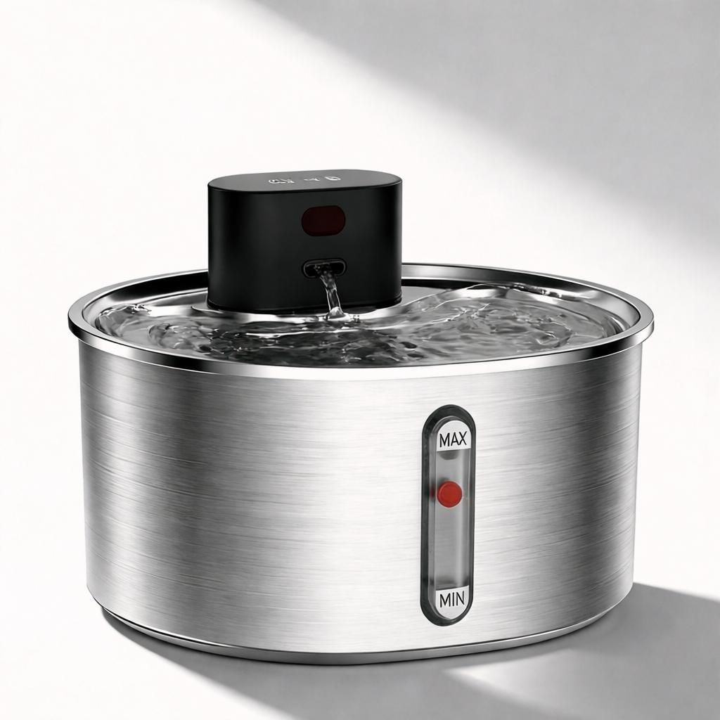 Homelody Katzenbrunnen Edelstahl 3,2L, Kabelloser Produktbild 