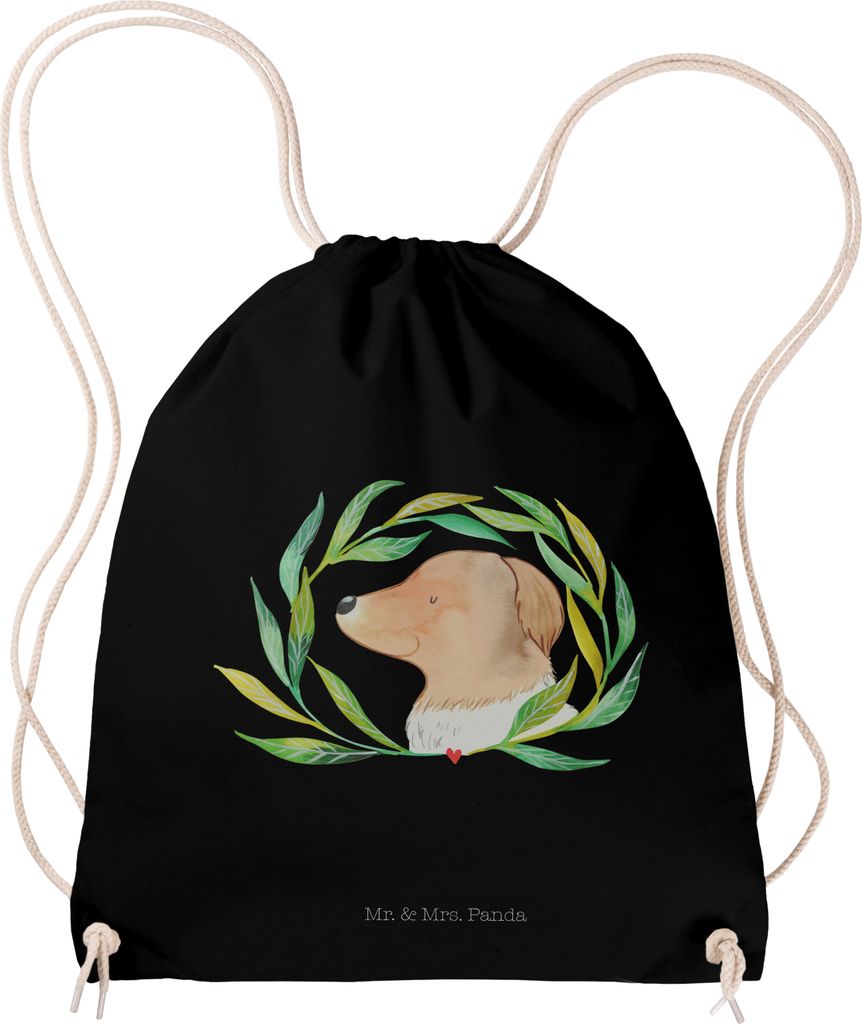 Mr. & Mrs. Panda kordelzugbeutel Hund Blumen - Schwarz - Geschenk, Sprüche, Hundeliebe, festival tasche, Ranke, wander rucksack, gymnastiktasche, ...
