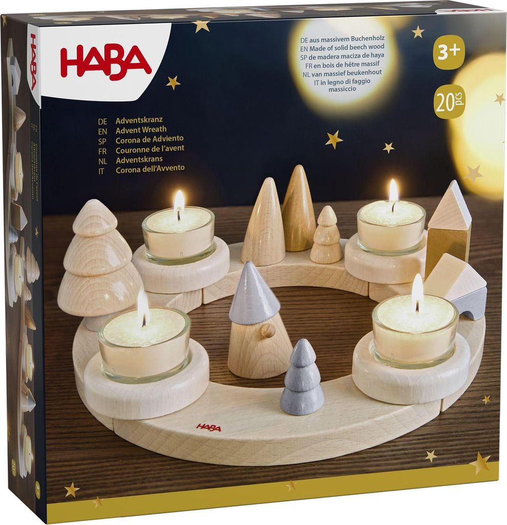 HABA Dekoration Weihnachten Adventskranz, schlichtes Holz Design 2012292001