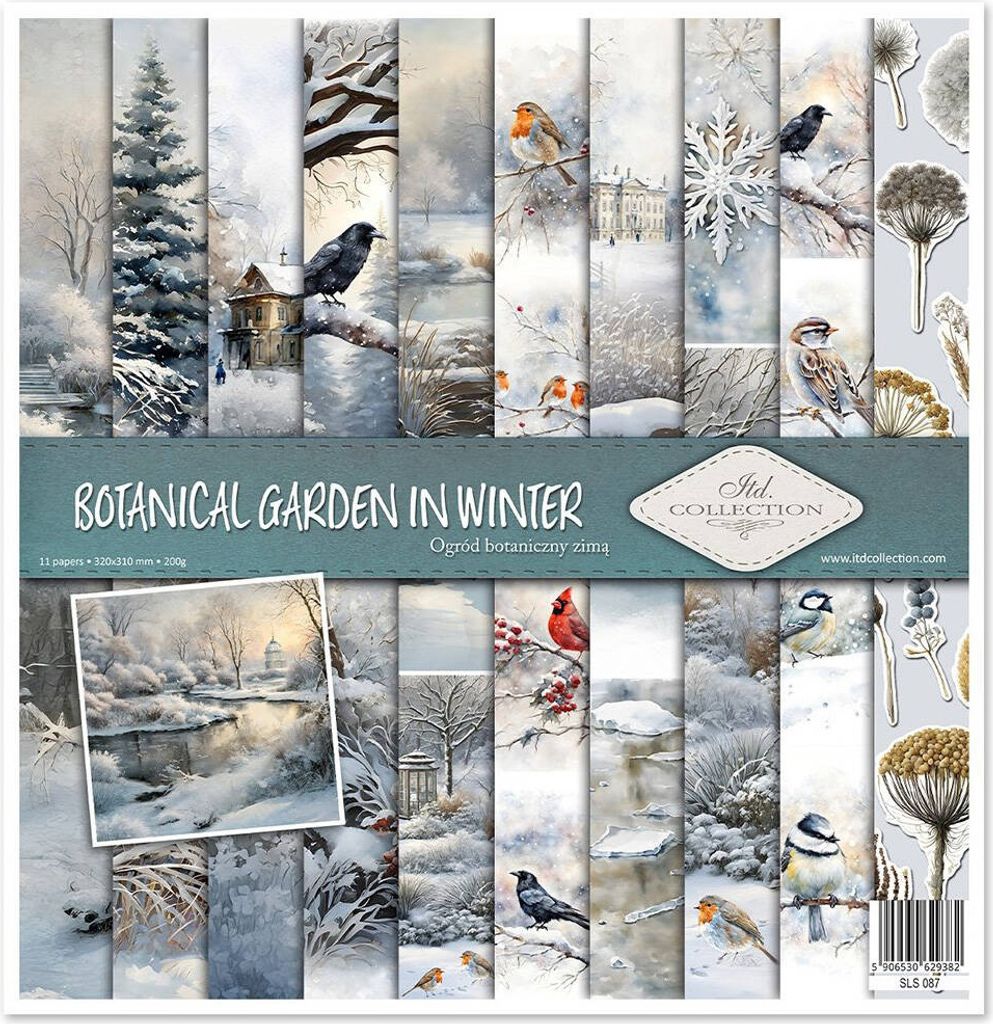 ITD COLLECTION Setz 11Stk 30x30cm Scrapbooking Papier - Botanical Garden in Winter