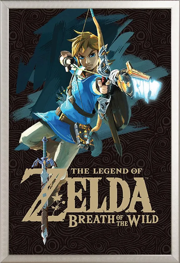 Poster Zelda Breath of the Wild - Affiche Jeu Vidéo 61x91,5 cm Cadre Alu