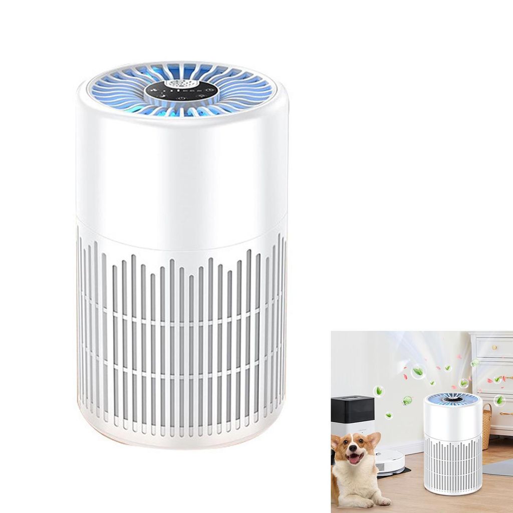 Luftreiniger für Zuhause mit HEPA, Aktivkohlefilter, 20m² Fläche, leise Schlafmodus, Timer, Weiß