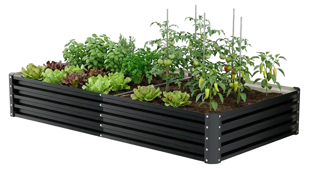 Bac potager surélevé inoxydable 180 cm noir résistant corrosion