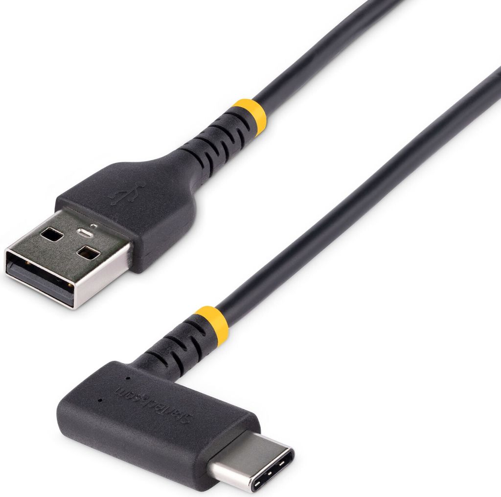 StarTech.com 6ft (2m) USB A to C Charging Cable Right Angle, Heavy Duty Fast Charge USB-C Cable, USB 2.0 A to Type-C, Durable and Rugged Aramid Fib...