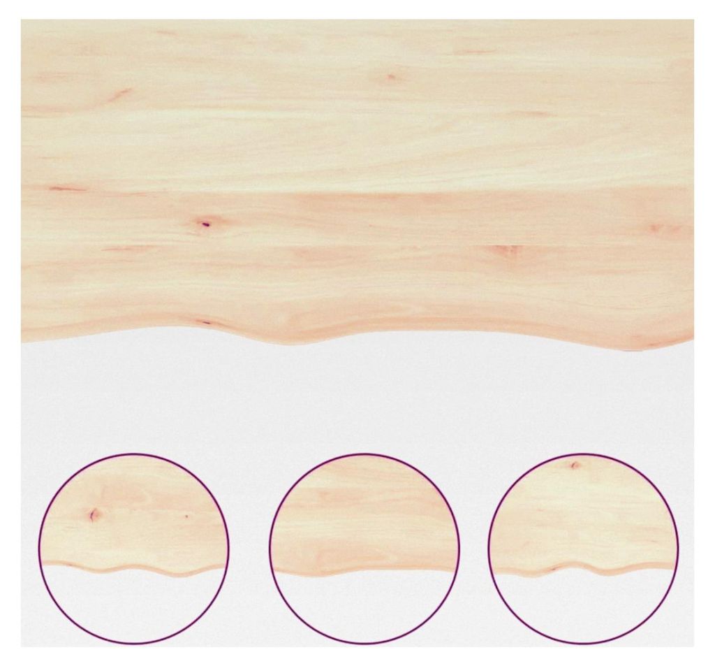 Waschtischplatte aus massivem Holz mit Naturkante, Multifunktionale Arbeitsplatte für das Badezimmer, 80x60x(2-4) cm