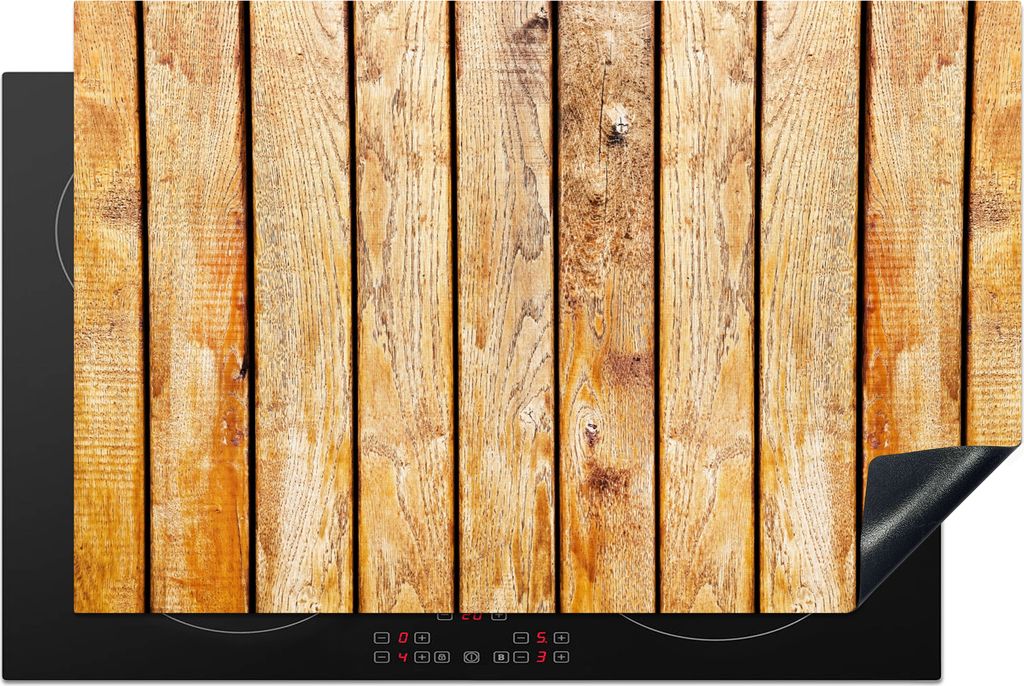 KitchenYeah Herdabdeckplatte Regale - Holz - Struktur , 81x52cm, Küche Deko, Glaskeramikfeld Herdabdeckung, Abdeckplatte fùr Kochfeld