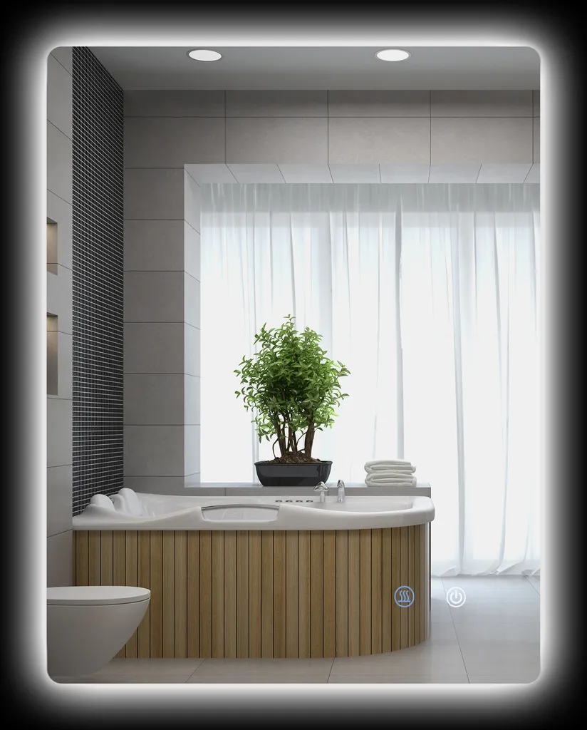 Miroir lumineux LED mural rectangulaire avec luminosité réglable
