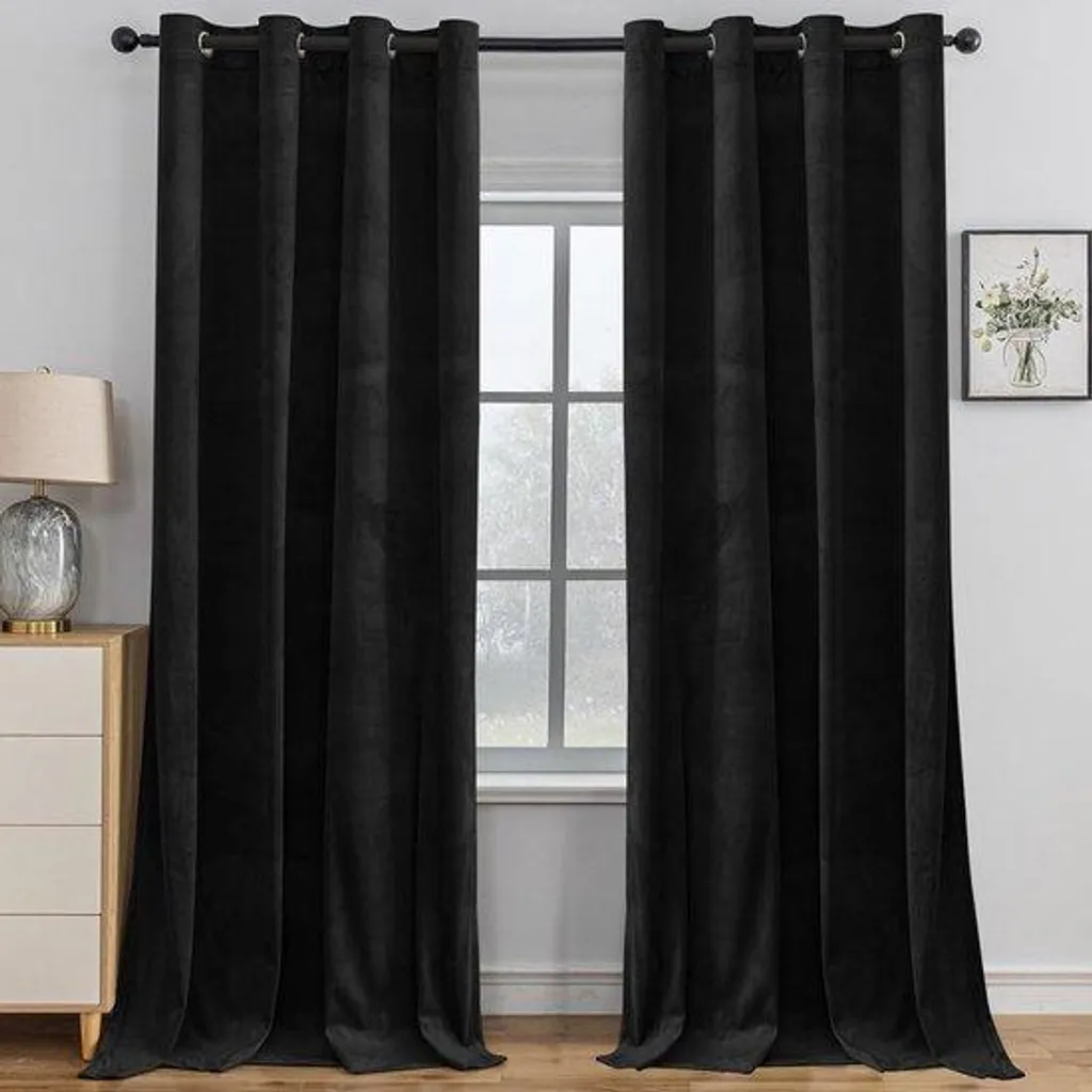 Rideaux éponge noir isolants 140x280cm, solution thermique et obscurité