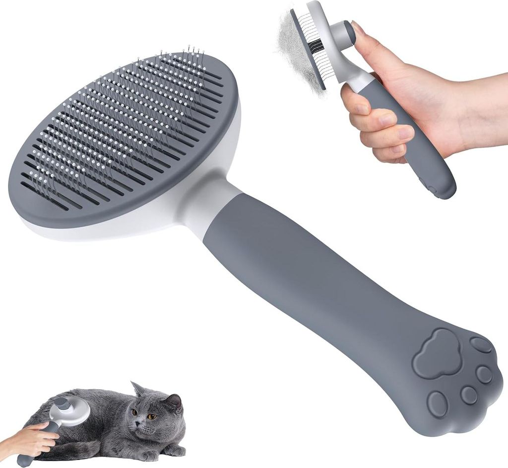 Ergonomische Bürste für kurz- und langhaarige Haustiere - Reinigung mit einem Klick - Entfilzungsbürste