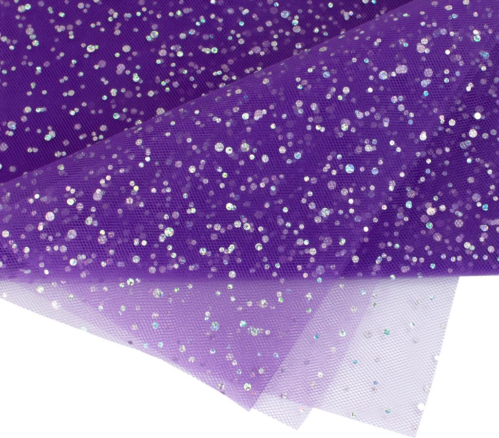 Tüll Stoff mit Glitzer Punkten 150cm x 3m Lila