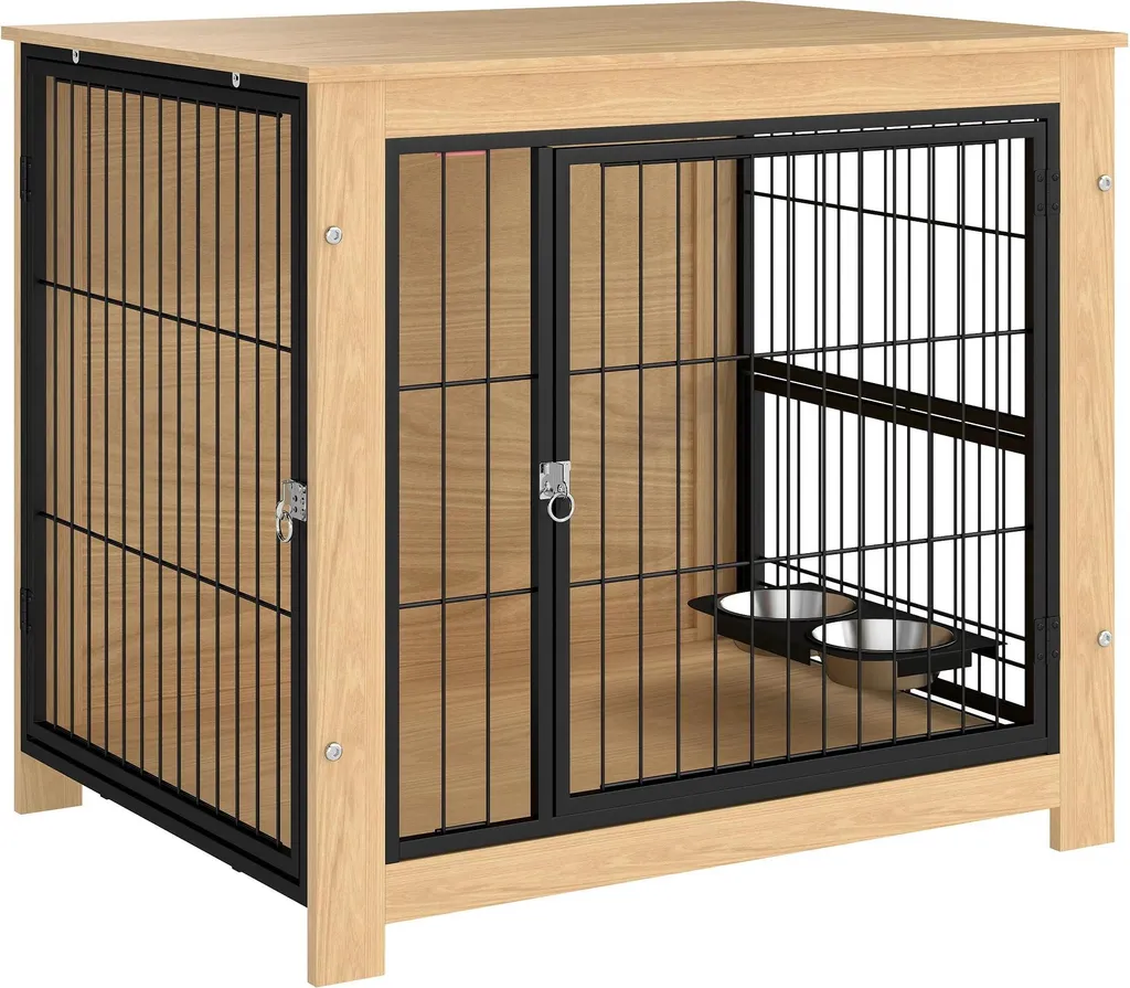 Cage chien discrète meuble bois chêne : fini les cages moches au salon